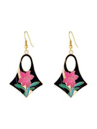 Susan caplan vintage 1980s cloisonné geometrische oorbellen - zwart