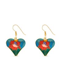 Susan caplan vintage 1980s cloisonné heart oorbellen - goud