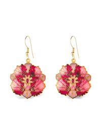 Susan caplan vintage 1980s cloisonné oorbellen met bloemen - goud