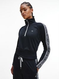 Sweatshirt met logo tape en rits in de kraag