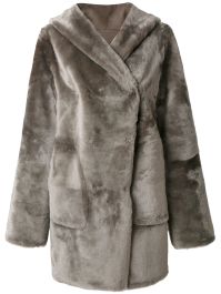 Sylvie schimmel mantel met capuchon - grijs