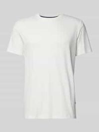 T-shirt met geribde ronde hals