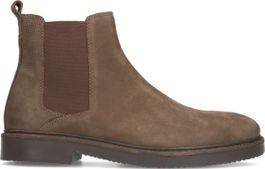 Taupe nubuck chelsea boots met rits - Beige
