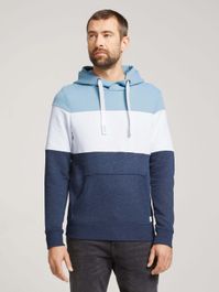 Tom tailor colorblock stripe hoodie, mannen, blauw, größe s