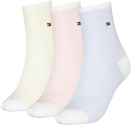 Tommy hilfiger - 3 paar dames sokken - lichtblauw+lichtroze+lichtgeel - maat 39-42