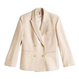 Tommy hilfiger, dames, jassen, beige, maat: 3xs linnen,