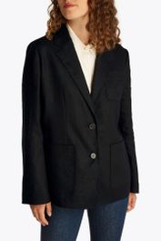 Tommy hilfiger ess linen regular fit blazer black maat: 40 | blazers outlet | dames | zwart