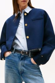 Tommy hilfiger punto crop lady jack slim fit blazer dark night navy maat: 40 | korte jassen outlet | dames | blauw
