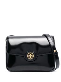 Tory burch crossbodytas met logoplakkaat - zwart