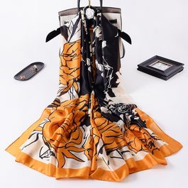 Trendy sjaal oranje & blauw m1629