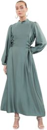 Trendyol marineblauwe taille brit satijnen galajurk tctss23db00037