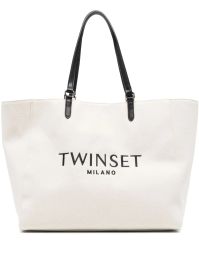 Twinset schoudertas met geborduurd logo - beige