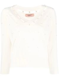 Twinset trui met v-hals - wit