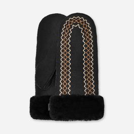 Ugg® atherson embroidered-want in black, maat l/xl, shearling