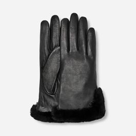 Ugg® handschoen met split van leer en sheepskin voor dames in black, maat m, leder