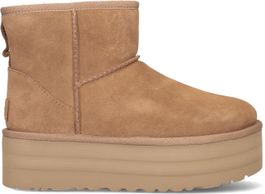 Ugg vachtlaarzen dames w classic mini platform, maat: 39, materiaal: suède, kleur: cognac
