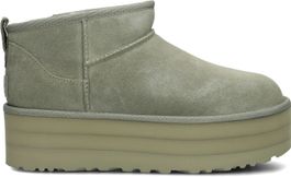 Ugg vachtlaarzen dames w classic ultra mini platform, maat: 42, materiaal: suède, kleur: groen
