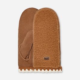 Ugg®fluff scalloped-want in brown, maat s/m, leder/fleece