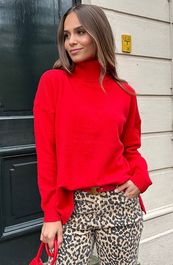 Ultra soft oversized coltrui met split rood