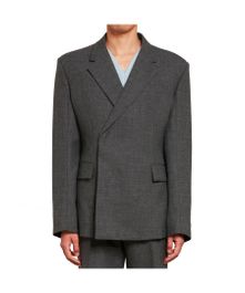 Upgrade je formele garderobe met deze wol blazer prada , grijs , heren