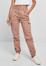 Urban classics - high waist cargobroek - taille, 33 inch - roze