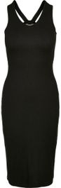 Urban classics - midi sleeveless rib lange jurk - xs - zwart