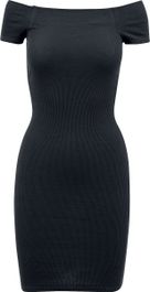 Urban classics off shoulder rib dames korte jurk - zwart - l