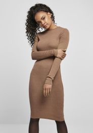 Urban classics - rib lange jurk - xl - beige/groen
