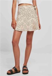 Urban classics - viscose flower korte rok - xs - creme/zwart