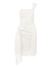 Valentino garavani asymmetrische midi-jurk met bloemenkant - wit