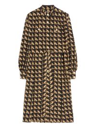 Valentino garavani crêpe de chine midi-jurk met print - zwart