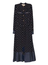 Valentino garavani midi-jurk met paisley-print en stippen - blauw