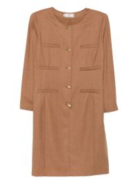 Valentino garavani pre-owned 1980s wollen jurk met knopen - beige