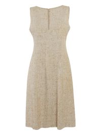 Valentino garavani pre-owned tweed midi-jurk met v-hals - beige