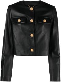 Versace leren jack met schoudervullingen - zwart