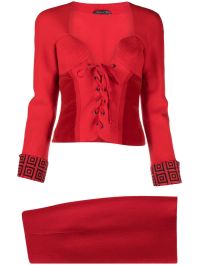 Versace pre-owned 2000s mantelpak met veters - rood