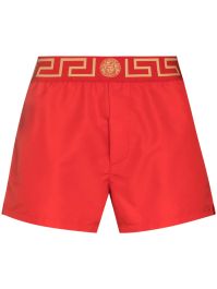 Rode Versace zwembroek met greca print - rood