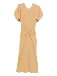 Victoria beckham flutter-sleeve draped dress - geel