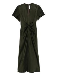 Victoria beckham midi-jurk met v-hals en gedraaid detail - groen