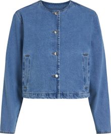 Vila jas vireba l/s o-neck denim jacket - no 14103789 light blue denim dames maat - 40