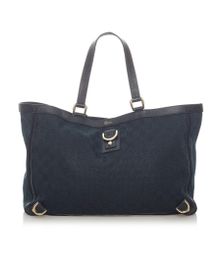 Vintage gucci gg canvas abbey d- ring tote bag black