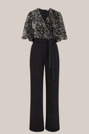 We fashion - dames jumpsuit met pailletten - regular fit - zilver - maat: s