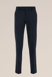 We fashion geruite slim fit pantalon met wol heavy blue