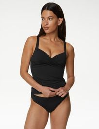 Womens m&s collection buikcorrigerende plunge-tankinitop - black, black