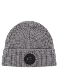 Woolrich muts met logopatch - grijs