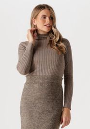 Ydence knitted top kit tops & t-shirts dames - shirt - taupe - maat xxl