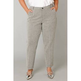 Yest curve straight regular waist pantalon grijs met lurex