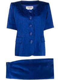 Yves saint laurent pre-owned mantelpakje met jacquard - blauw
