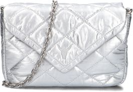 Zilveren alix the label schoudertas ladies woven quilted metallic shoulder bag