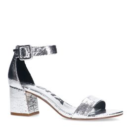 Zilveren metallic sandalen met blokhak